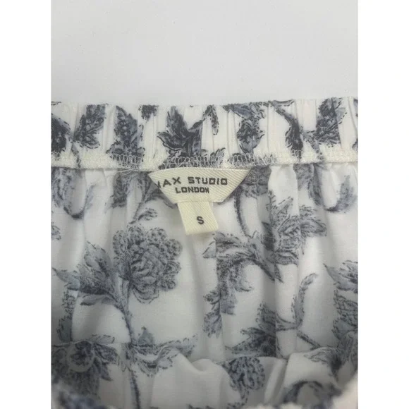 Max Studio Floral Above Knee Mini Skirt Tiered Casual Women's Size S White Blue - Picture 7 of 12